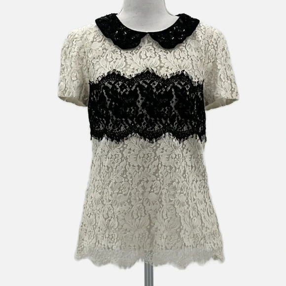 Anthropologie Peter Som x Made in Kind Lace Latitude Blouse - Size 6 - Picture 3 of 9
